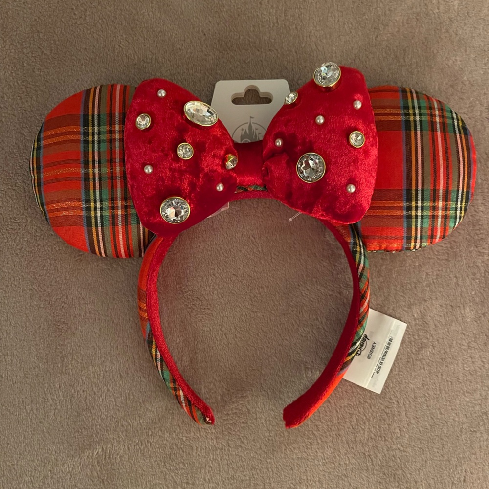 Disney Parks Minnie Mouse Plaid Holiday Ears 2023